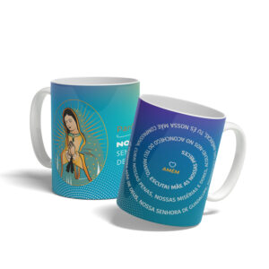 Caneca católica Oração de Nossa Senhora de Guadalupe – Cerâmica 300ml
