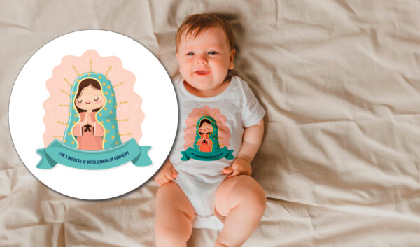 Body de bebê manga curta Proteção de Nossa Senhora de Guadalupe - Image 2