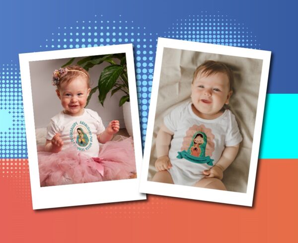 KIT Infantil: 2 Boby de bebê Nossa Senhora de Guadalupe